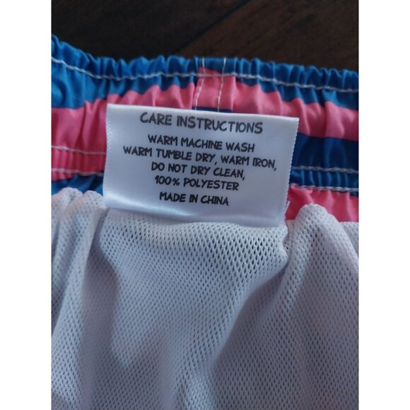 Boardies Apparel Swim Trunks Board Shorts Blue Pink Striped Men's sz XL - Picture 7 of 10